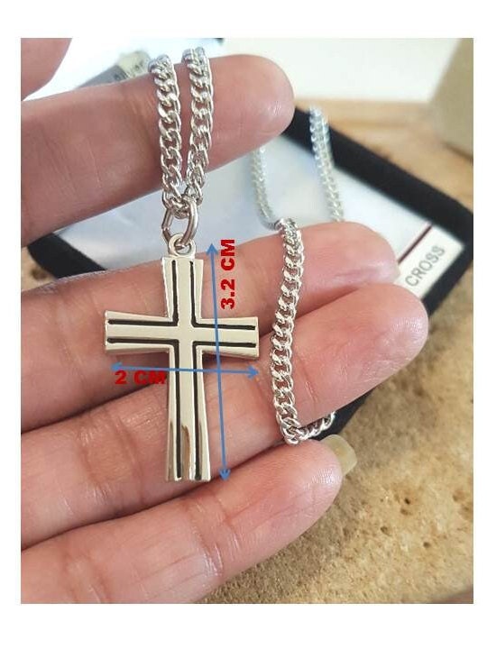 Adult Sterling Cross For Men, Polished and Big Sterling Cross Medal, Anglican Cross, Simple Cross Jewelry, Quality Men's Cross, Black Cross