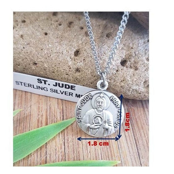 St Jude Thaddeus Sterling Medal,Adult Sterling Patron Saint Necklace,Saint Jude Silver Pendant,St Jude for Desperate Cause,Lost Cause Saint