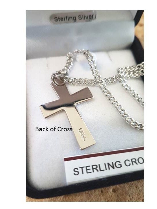 Adult Sterling Cross For Men, Polished and Big Sterling Cross Medal, Anglican Cross, Simple Cross Jewelry, Quality Men's Cross, Black Cross