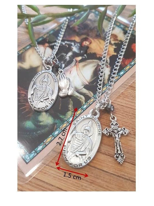 St George Pewter Medal,Saint George with Prayer Card,Patron Saint For Scouts,Boys Confimation Name,Communion and Confirmation Gifts
