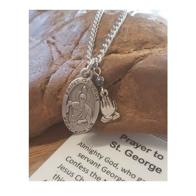 St George Pewter Medal,Saint George with Prayer Card,Patron Saint For Scouts,Boys Confimation Name,Communion and Confirmation Gifts