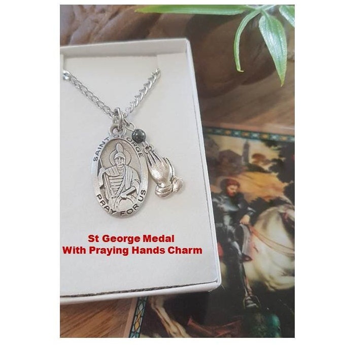 St George Pewter Medal,Saint George with Prayer Card,Patron Saint For Scouts,Boys Confimation Name,Communion and Confirmation Gifts