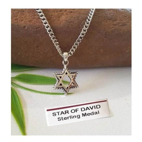Solid Star Of David Pendant, Heavy 925 Sterling Silver Magen David Medal, Ladies And Men Shield of David Pendant,Unisex Pentagram Medal