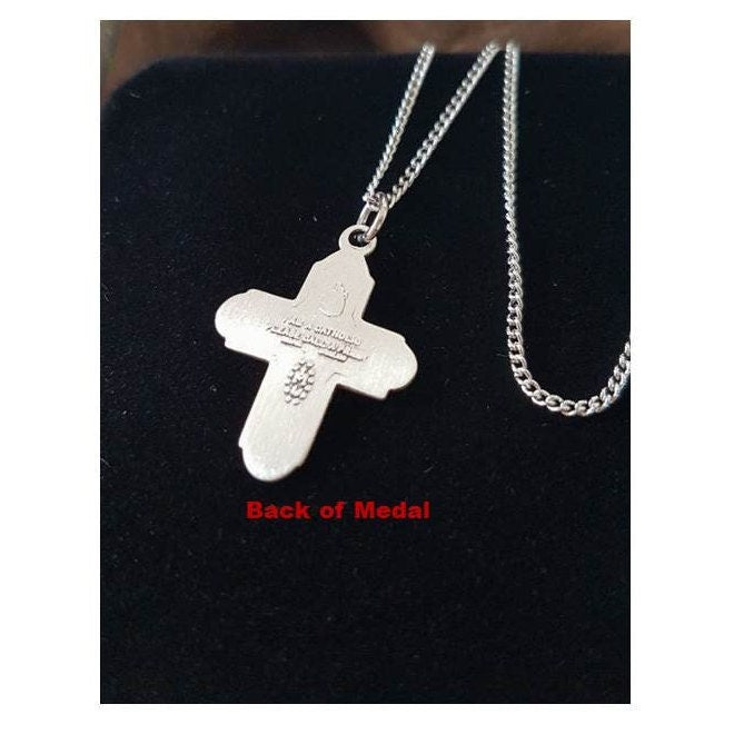 4 Way Cross Medal,Sterling Silver Cross Pendant,Catholic Four Way Medallion,St Christopher Cross,St Joseph ,Sacred Heart Medal.Holy Spirit