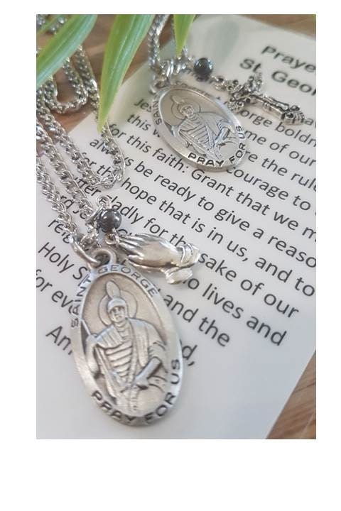 St George Pewter Medal,Saint George with Prayer Card,Patron Saint For Scouts,Boys Confimation Name,Communion and Confirmation Gifts