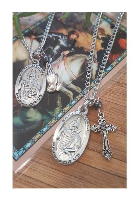 St George Pewter Medal,Saint George with Prayer Card,Patron Saint For Scouts,Boys Confimation Name,Communion and Confirmation Gifts