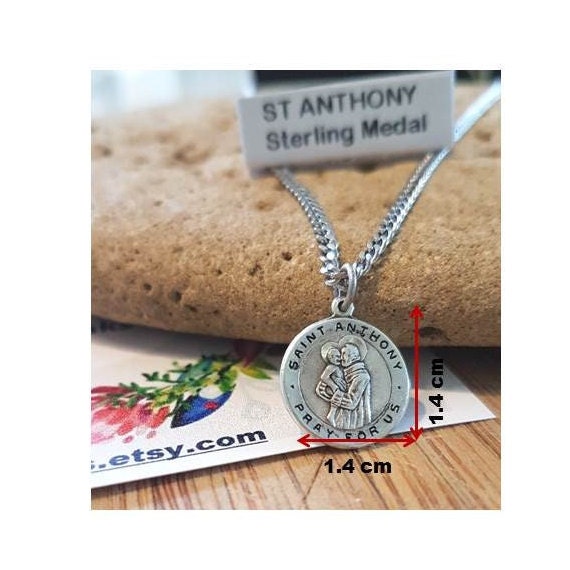 Small St Anthony Sterling Medal,Saint Anthony Kids Pendant,Children Sterling Necklace,St Anthony of Padua, Italian Saint,Confirmation Gifts