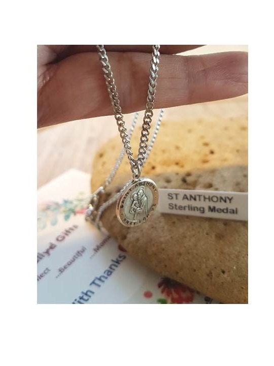 Small St Anthony Sterling Medal,Saint Anthony Kids Pendant,Children Sterling Necklace,St Anthony of Padua, Italian Saint,Confirmation Gifts