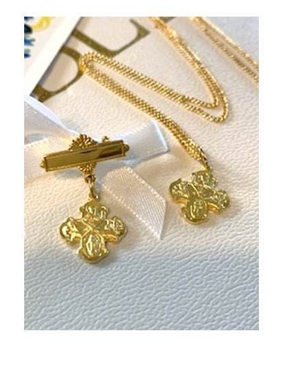 Gold On Sterling Baby Cross,18KT Gold and Sterling Silver Small Cross,Mini 4 Way Cross , Gold Orthodox Cross,Christening and Baptism Gift