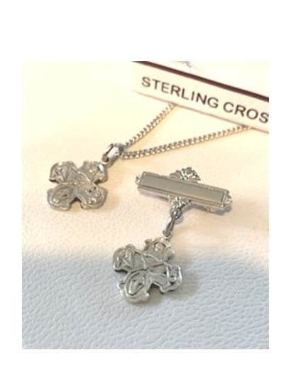 Sterling Baby Cross, Sterling Silver Small Cross,Mini 4 Way Cross ,Orthodox Cross,Christening and Baptism Gift,Sacred Heart Of Jesus