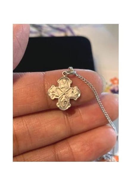 Sterling Baby Cross, Sterling Silver Small Cross,Mini 4 Way Cross ,Orthodox Cross,Christening and Baptism Gift,Sacred Heart Of Jesus