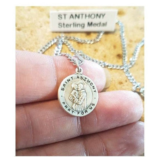 Small St Anthony Sterling Medal,Saint Anthony Kids Pendant,Children Sterling Necklace,St Anthony of Padua, Italian Saint,Confirmation Gifts