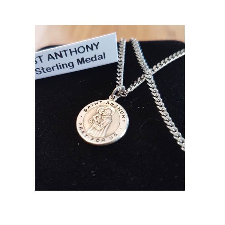 Small St Anthony Sterling Medal,Saint Anthony Kids Pendant,Children Sterling Necklace,St Anthony of Padua, Italian Saint,Confirmation Gifts