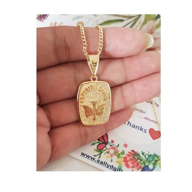 Holy Spirit Gold Filled Pendant,Chunky Religious Necklace,Mens Holy Spirit Chain,Espiritu Santo Medal,Blessings Necklace for adult,RCIA Gift