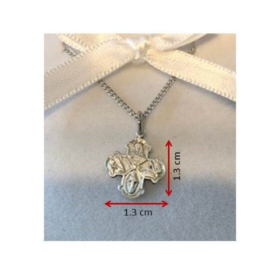 Sterling Baby Cross, Sterling Silver Small Cross,Mini 4 Way Cross ,Orthodox Cross,Christening and Baptism Gift,Sacred Heart Of Jesus