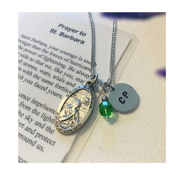 St Barbara Medal, Personalised Patron Saint Necklace, Popular Saints For Girls, Confirmation Gifts, First Communion and Birthstone Jewellery