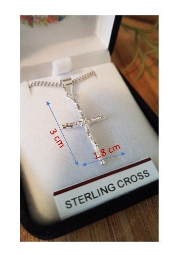 Sterling Cross Pendant, Boys Cross Necklace, Crown Of Thorns Medal, Men Rugged Sterling Cross, Graduation Gift Ideas, Confirmation Jewelry
