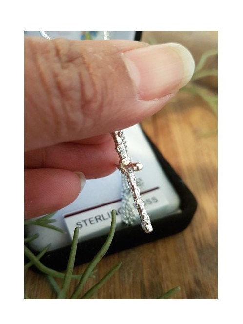 Sterling Cross Pendant, Boys Cross Necklace, Crown Of Thorns Medal, Men Rugged Sterling Cross, Graduation Gift Ideas, Confirmation Jewelry
