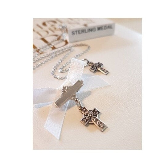 Baby Sterling Pin, Children Sterling Silver Cross, Celtic Cross Lapel Pin, Celtic Cross Necklace, Baptism Jewellery, Christening Gift