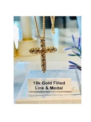 Cute Gold Cross,18K Gold Filled Diamante Cross, CZ Clear Stone Cross, Bridal And Wedding Jewelry, Floating Gold Cross Necklace, Gift For Her