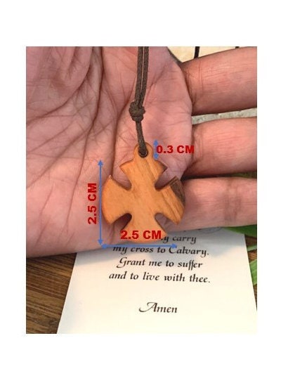 Wood Templar Cross, Crusader Cross Necklace, Olive wood Cross Pendant, Wood Cross Necklace, Christian Cross for Men, Knights of Templar