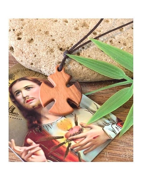 Wood Templar Cross, Crusader Cross Necklace, Olive wood Cross Pendant, Wood Cross Necklace, Christian Cross for Men, Knights of Templar