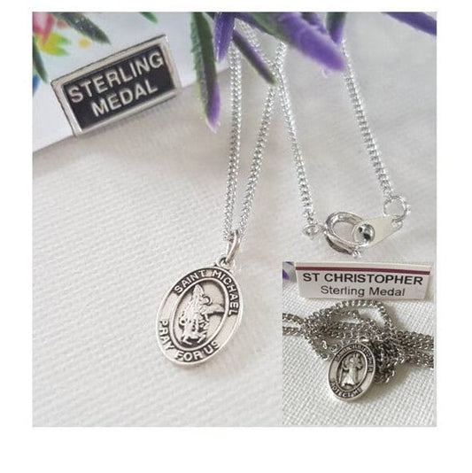 Mini Saint Michael Necklace, Mini St Christopher Medal ,Small St Michael Pendant for kids, Protection Saint for Baptism and Communion Gifts