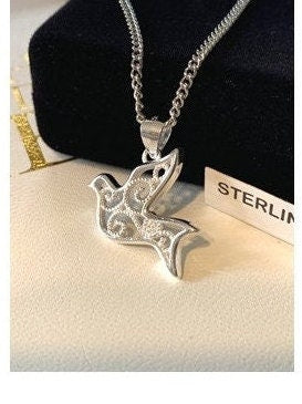 Sterling Medal Dove, Holy Spirit Pendant, Sterling Silver Holy Spirit Necklace, Silver Confirmation Gift Medal, Sacramental Gifts Idea