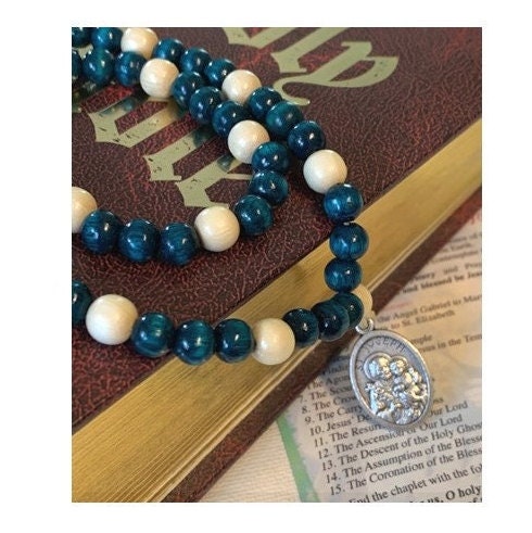 St Joseph Chaplet, Saint Joseph Rosary Chaplet, How to Read the Chaplet, Holy Family Medal, Wooden Beads Chaplet, Gift for Husband