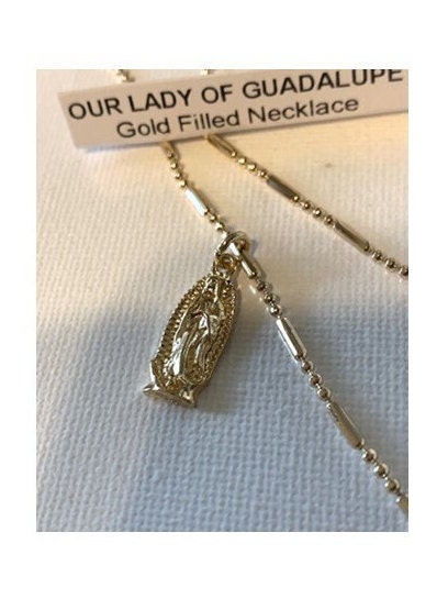 Dainty Our Lady of Guadalupe Medal, Gold Filled Cute Virgin Of Guadalupe Medal, Virgin Mary Gold Necklace , 18KT Gold Filled Madonna Jewelry
