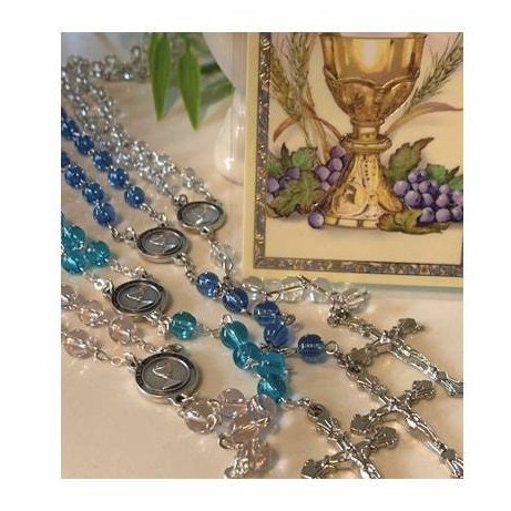 First Communion Rosary,My First Holy Communion Rosary for Girls and Boys, Simple Communion Rosary with Prayer Card, Communion Prayer Card