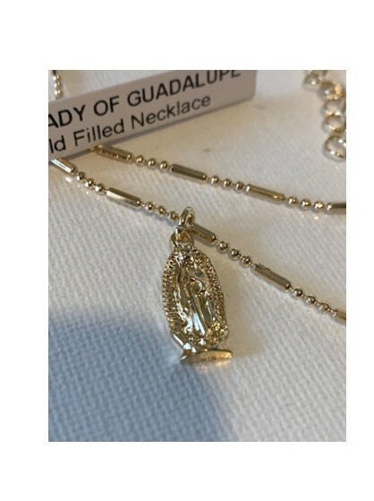 Dainty Our Lady of Guadalupe Medal, Gold Filled Cute Virgin Of Guadalupe Medal, Virgin Mary Gold Necklace , 18KT Gold Filled Madonna Jewelry