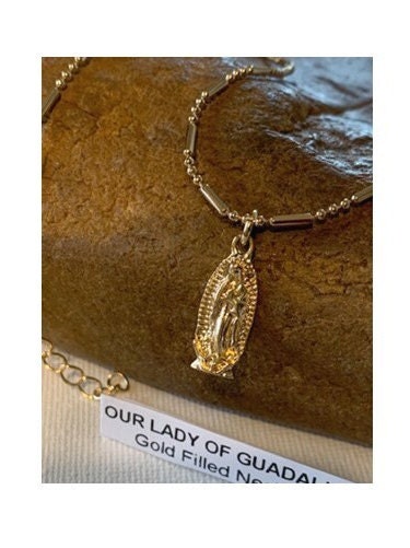 Dainty Our Lady of Guadalupe Medal, Gold Filled Cute Virgin Of Guadalupe Medal, Virgin Mary Gold Necklace , 18KT Gold Filled Madonna Jewelry
