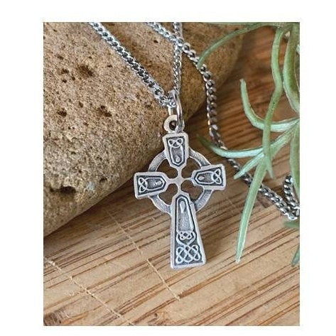 Children Celtic Cross,Ladies Celtic Cross,Children's Irish Pewter Medal,Celtic Knot, Boys Christian Jewelry, Teenager St Patricks' Jewelry