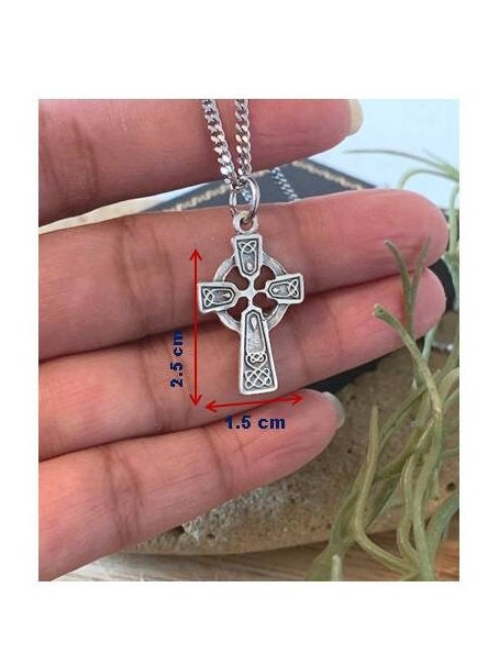 Children Celtic Cross,Ladies Celtic Cross,Children's Irish Pewter Medal,Celtic Knot, Boys Christian Jewelry, Teenager St Patricks' Jewelry
