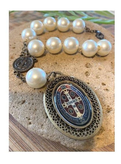 St Benedict  Home Blessing, St Benedict Door Rosary, One Decade Extra Large St Benedict Medal, Car and Auto Rosary San Benito, Antique Medal