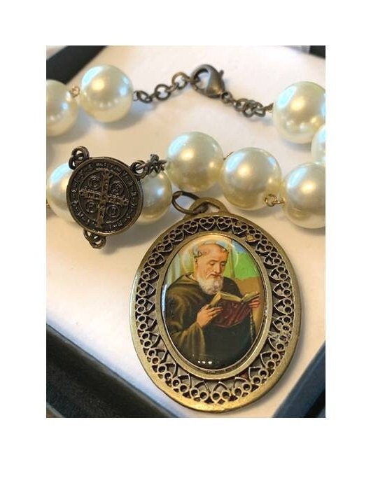 St Benedict  Home Blessing, St Benedict Door Rosary, One Decade Extra Large St Benedict Medal, Car and Auto Rosary San Benito, Antique Medal