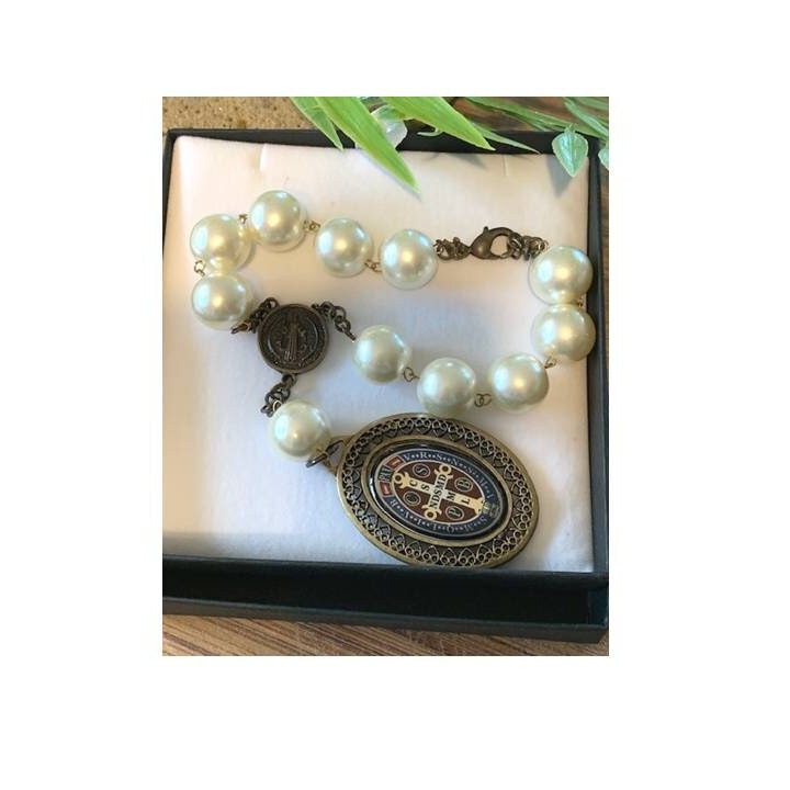 St Benedict  Home Blessing, St Benedict Door Rosary, One Decade Extra Large St Benedict Medal, Car and Auto Rosary San Benito, Antique Medal
