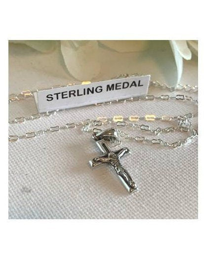 Cute Crucifix, Small Sterling Silver Crucifix, Sterling Cross for Kids, Ladies Sterling Crucifix Necklace , First Communion Jewelry