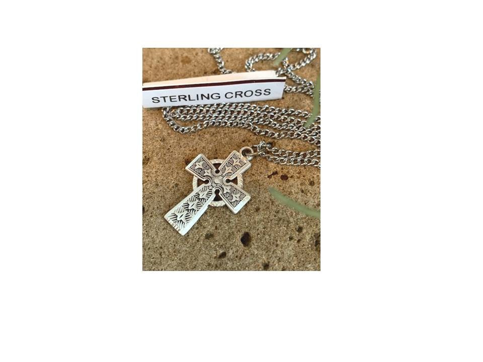 Sterling Celtic Cross Necklace, Boys and Men Celtic Cross,Christian Jewelry, Celtic Knots Medal, Irish Jewelry, Ladies Cross Medal