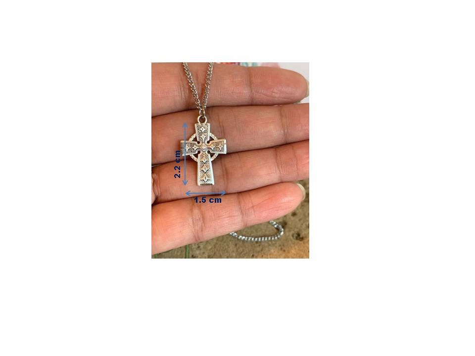 Sterling Celtic Cross Necklace, Boys and Men Celtic Cross,Christian Jewelry, Celtic Knots Medal, Irish Jewelry, Ladies Cross Medal
