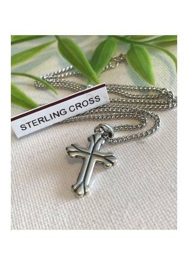Sterling Silver Cross, Trefoil Cross Necklace, Holy Trinity Cross, Christian Cross Medal, Boys and Girls Cross Jewelry, Orthodox Cross Gifts