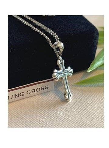 Sterling Silver Cross, Trefoil Cross Necklace, Holy Trinity Cross, Christian Cross Medal, Boys and Girls Cross Jewelry, Orthodox Cross Gifts