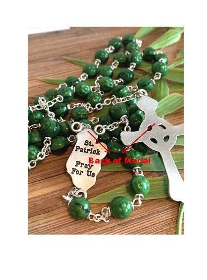 Celtic Rosary, St Patrick Rosary, Green Celtic Cross, Irish Claddagh Symbol, Celtic Crucifix Rosary, Rosary with Shamrock, Patron of Ireland