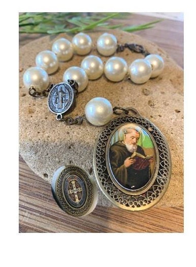 St Benedict  Home Blessing, St Benedict Door Rosary, One Decade Extra Large St Benedict Medal, Car and Auto Rosary San Benito, Antique Medal