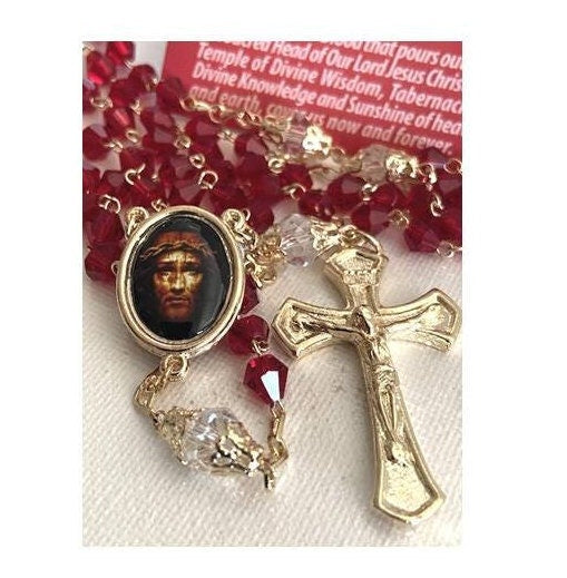 Chaplet of The Precious Blood of Jesus, 12 Beads Chaplets Rosary, Most Precious Blood Of Jesus Rosary, Red Crystal Rosary, Divine Protection