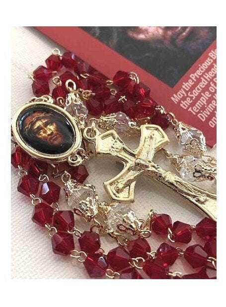 Chaplet of The Precious Blood of Jesus, 12 Beads Chaplets Rosary, Most Precious Blood Of Jesus Rosary, Red Crystal Rosary, Divine Protection