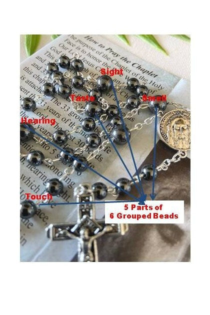 Chaplet of The Holy face of Jesus, Shroud Of Turin Chaplet, Holy face of Jesus Hematite Rosary, Devotion to the Holy Face, Face of Christ
