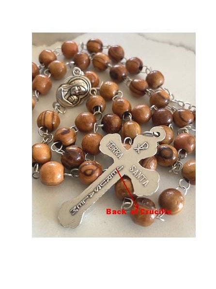 Olive Wood Rosary with Jerusalem Soil , Genuine Olivewood beads from Jerusalem,Wooden Prayer beads with Holy Land Soil,Wood Catholic Rosary