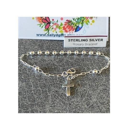 Sterling Silver Bracelet, Rosary Bracelet, Youth Religious Bracelet, One Decade Bracelet, Practical First Communion and Confirmation Gifts